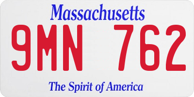 MA license plate 9MN762