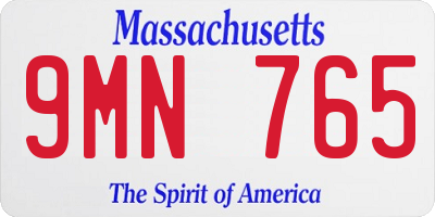 MA license plate 9MN765