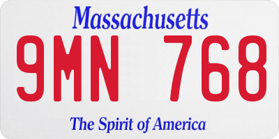 MA license plate 9MN768