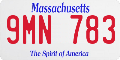 MA license plate 9MN783