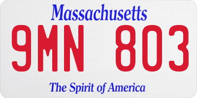 MA license plate 9MN803