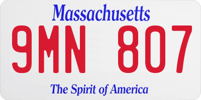 MA license plate 9MN807