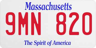 MA license plate 9MN820