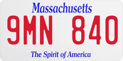 MA license plate 9MN840