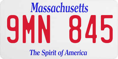 MA license plate 9MN845
