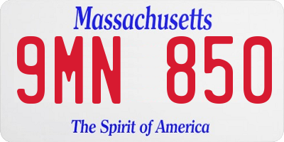 MA license plate 9MN850