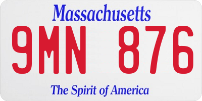 MA license plate 9MN876