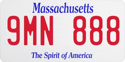 MA license plate 9MN888