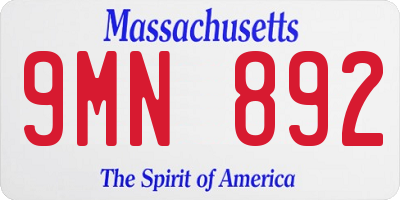 MA license plate 9MN892