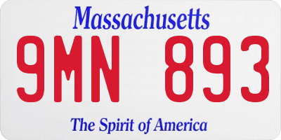 MA license plate 9MN893