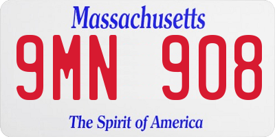 MA license plate 9MN908