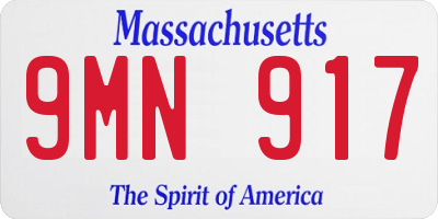 MA license plate 9MN917