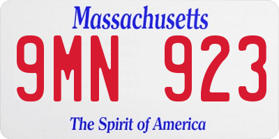 MA license plate 9MN923