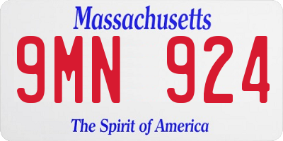 MA license plate 9MN924
