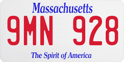 MA license plate 9MN928