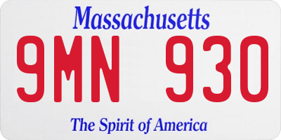 MA license plate 9MN930