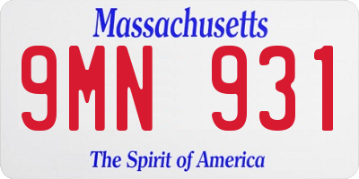 MA license plate 9MN931