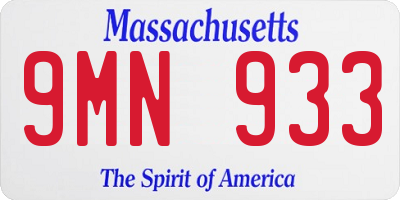 MA license plate 9MN933