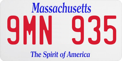 MA license plate 9MN935