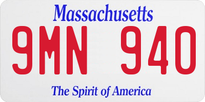 MA license plate 9MN940