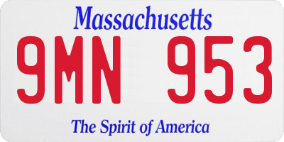 MA license plate 9MN953