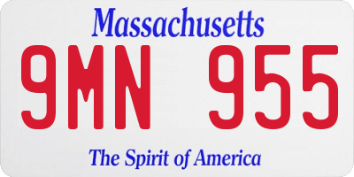 MA license plate 9MN955