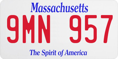 MA license plate 9MN957
