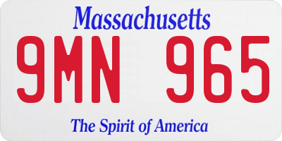 MA license plate 9MN965