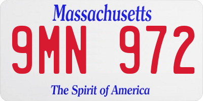 MA license plate 9MN972