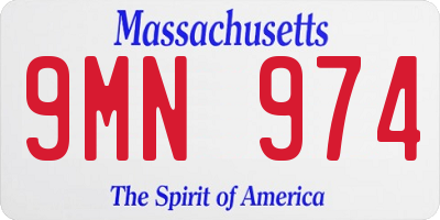 MA license plate 9MN974