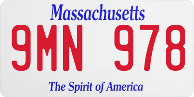 MA license plate 9MN978