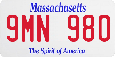 MA license plate 9MN980