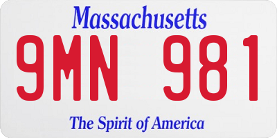 MA license plate 9MN981