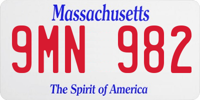 MA license plate 9MN982