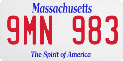 MA license plate 9MN983