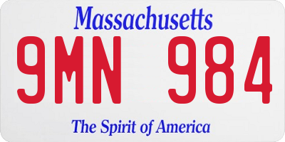 MA license plate 9MN984