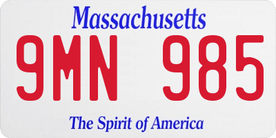 MA license plate 9MN985