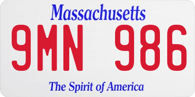 MA license plate 9MN986