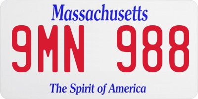 MA license plate 9MN988