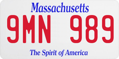 MA license plate 9MN989