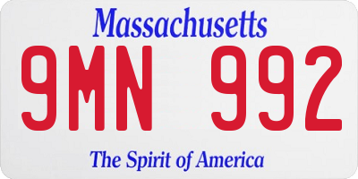 MA license plate 9MN992
