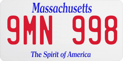 MA license plate 9MN998