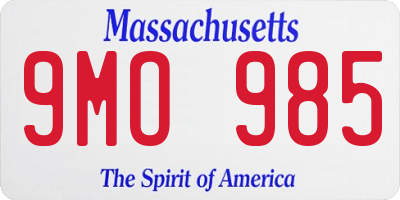 MA license plate 9MO985