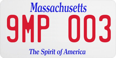 MA license plate 9MP003