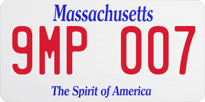 MA license plate 9MP007