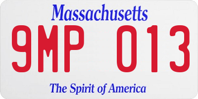 MA license plate 9MP013