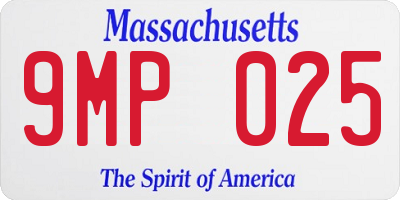 MA license plate 9MP025