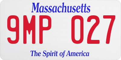 MA license plate 9MP027
