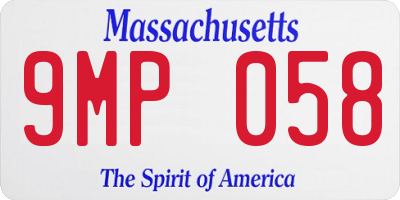 MA license plate 9MP058
