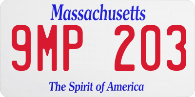 MA license plate 9MP203